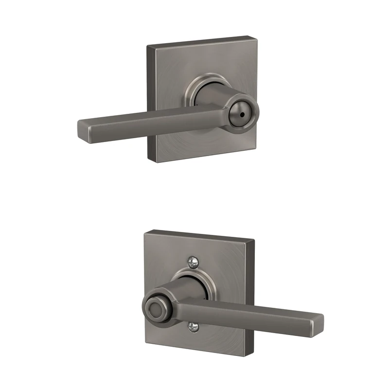 Schlage F40 LAT 619 COL Collins Trim Latitude Bed and Bath Lever (Satin Nickel)