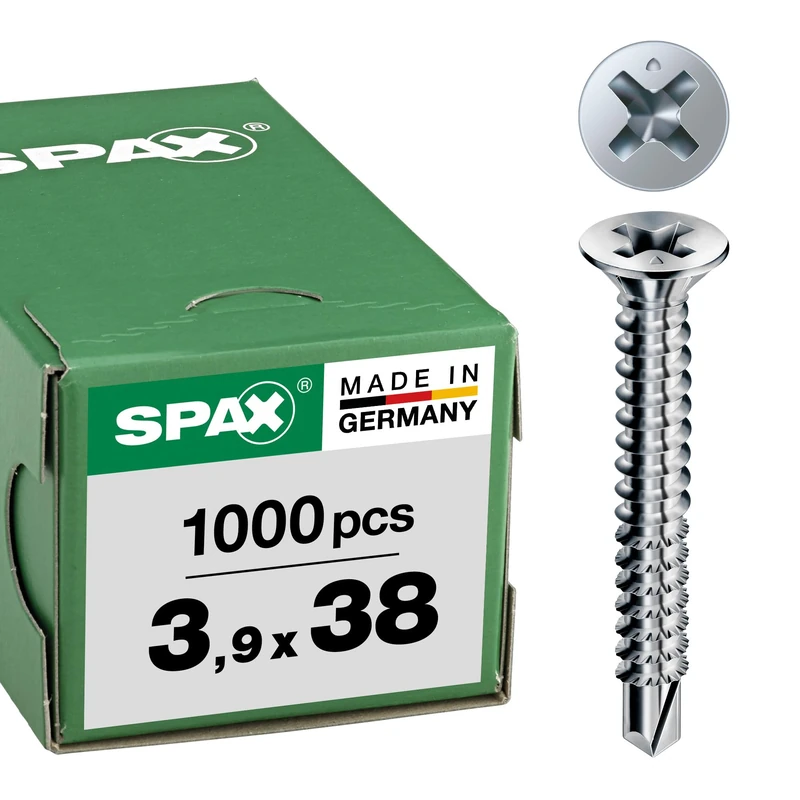 SPAX -FEX A SPAX-FEX A Window Drilling Screw 4.0 x 30 mm | PH 2 | Steel Silver | for Plastic Profiles | Pack of 1000