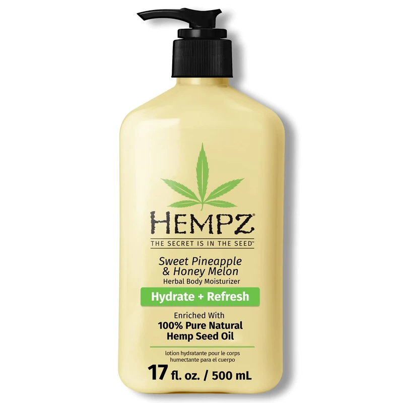 Hempz Natural Hemp Seed Oil Body Moisturiser Lotion Cream with Shea Butter and Ginseng 500ml/17 Fl.Oz - Sweet Pineapple and Honey Melon