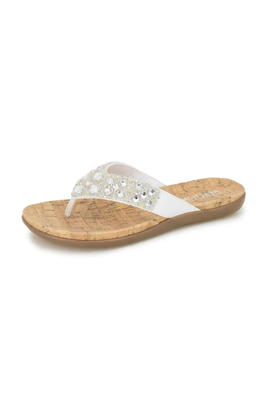 Kenneth Cole REACTION Women's Glam-athon Thong Sandal, White, 5.5 UK