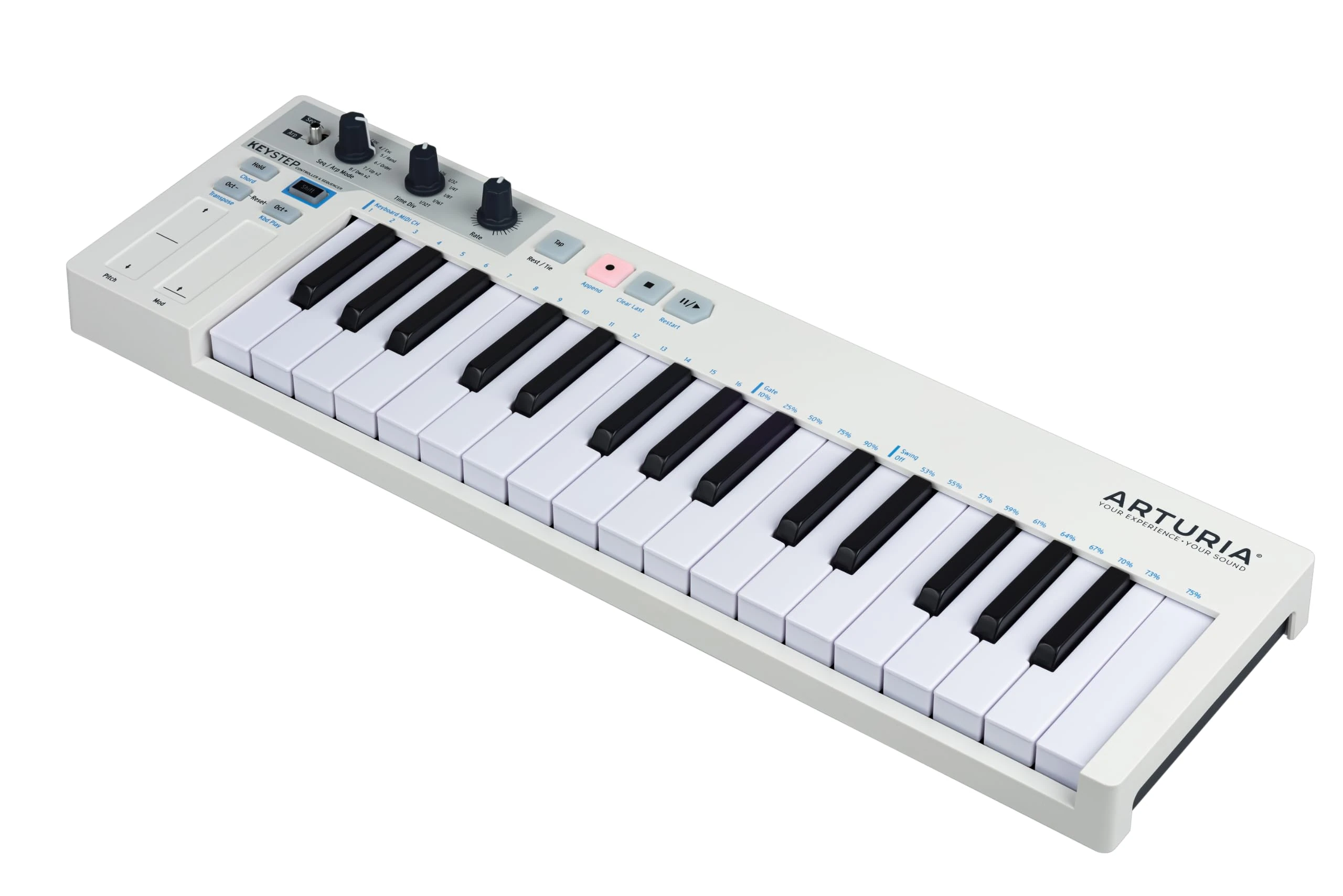 Arturia - Keystep - Portable MIDI Controller, Sequencer and Arpeggiator - 32 Slimkeys, 8-Memory Polyphonic Step Sequencer, 8-Mode Arpeggiator, CV-Compatible - White