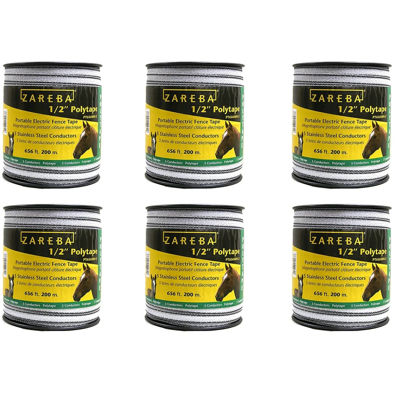 ZAREBA Systems PT656WH-Z 1/2" Polytape (6 pack), 200m