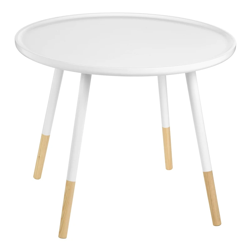 Premier Housewares Viborg Round Side Table, Wood, White, 48 x 60 x 60 cm
