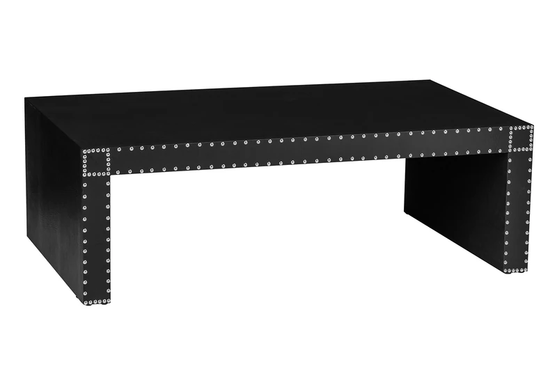 Premier Housewares Sloane Coffee Table - Leather Effect, Wood, Black