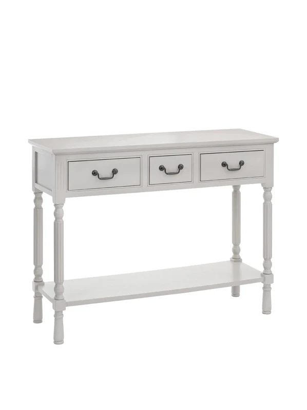 Premier Housewares Heritage 3-Drawer Console Table, Wood, White