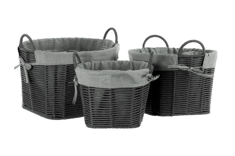 Premier Housewares Lida Storage Baskets, Fabric, Grey, 35 x 38 x 25 cm