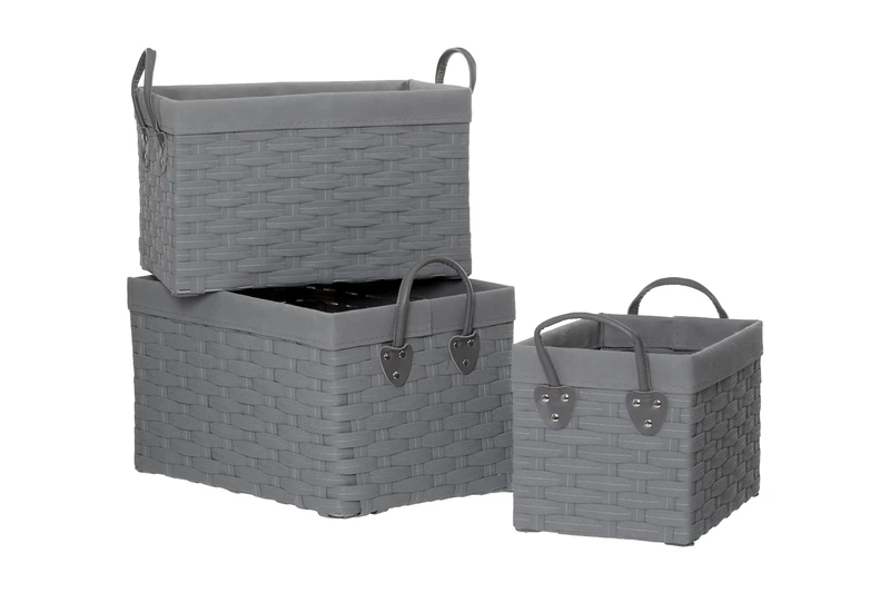 Premier Housewares Lida Storage Baskets, Metal, Grey, 28 x 40 x 24 cm - Image 1