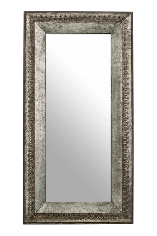 Premier Housewares Antique Finish Elementary Wall Mirror, Grey