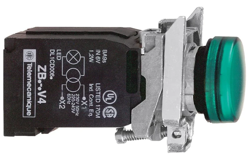 Schneider Electric Pilot light, Harmony XB4, metal, protected LED light, blue, 22mm, with plain lens, universal LED, 400V