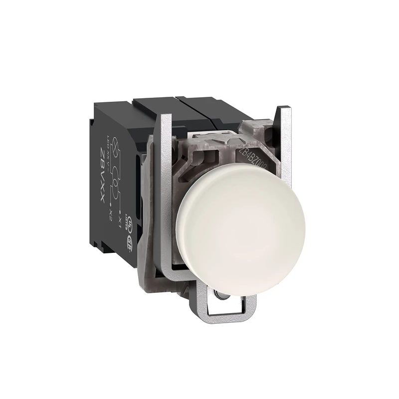 Schneider Electric Pilot light, Harmony XB4,metal, white, 22mm, universal LED, plain lens, 400V AC