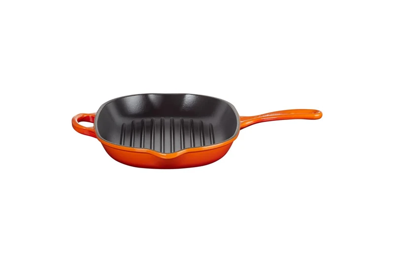 LE CREUSET Signature Enamelled Cast Iron Oval Skillet Grill with Helper Handle and Two Pouring Lips, for All Hob Types and Ovens, 32cm Volcanic, 20194320900422