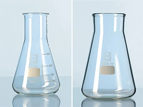 SCHOTT DURAN 090963 Erlenmeyer 500 ml en Verre Borosilicate Duran à Col Grand with Graduations (Pack of 10)