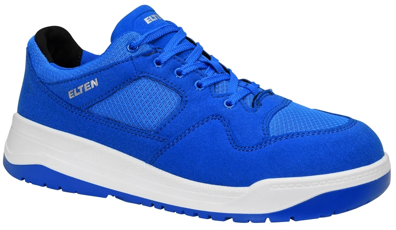 ELTEN Maverick Low S1P Men's and Women's Work & Safety Shoes, S1P, ESD, SRC, Leather-Free, Lacing, Steel Toe Cap, Metal-Free Penetration Protection, Blue, EU 41