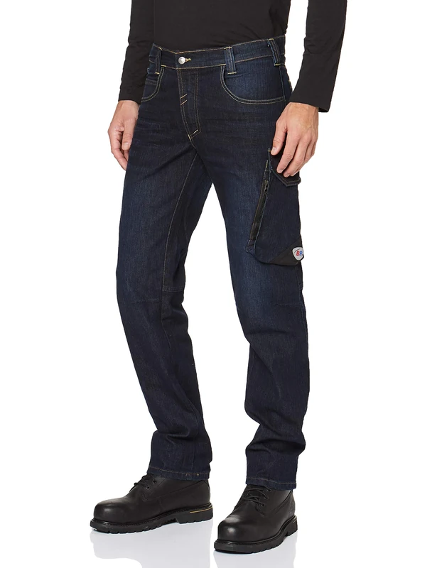 BP 1990-038-1 Worker Jeans, Slim Silhouette, 350,00 G/M², Cotton With Stretch, Dark Blue Washed, Size 31/32