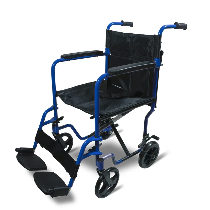 Aidapt Folding Lightweight Attendant‑Propelled Aluminium Wheelchair with Brakes, Lap Strap & Removable Footrests – Ideal for Everyday Use Indoors, Outdoors & Travel – Only 9.8kg