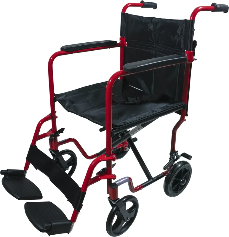 Aidapt Folding Lightweight Attendant Propelled Aluminium Wheelchair with Brakes, Lap Strap, Removable Foot Rests. Ideal for Every Day Use Indoors, Outside & Travel Only 9.8Kg