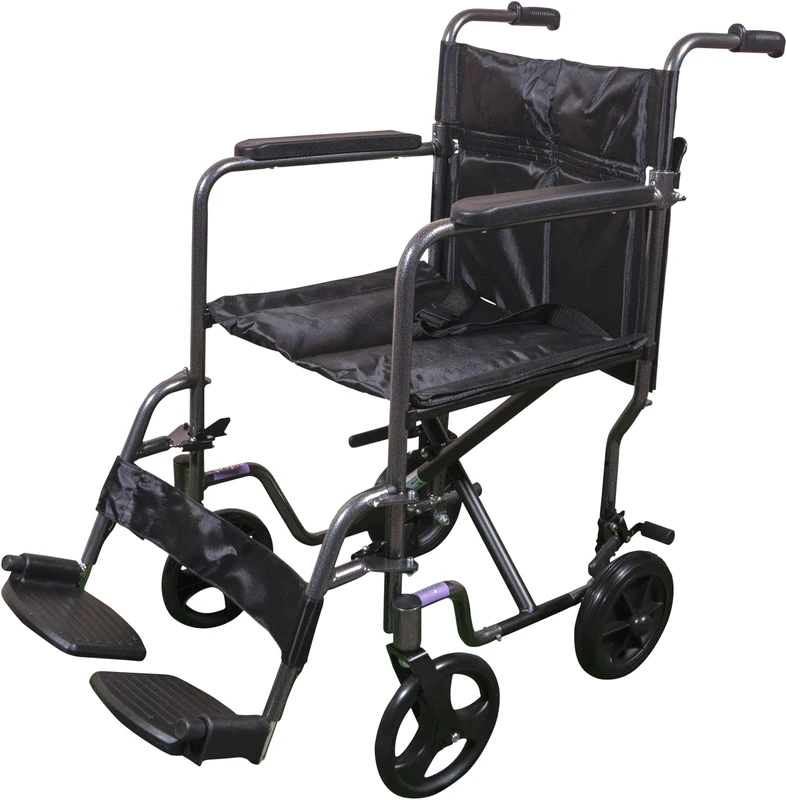 Aidapt Folding Lightweight Attendant Propelled Aluminium Wheelchair with Brakes, Lap Strap, Removable Foot Rests. Ideal for Every Day Use Indoors and Outside