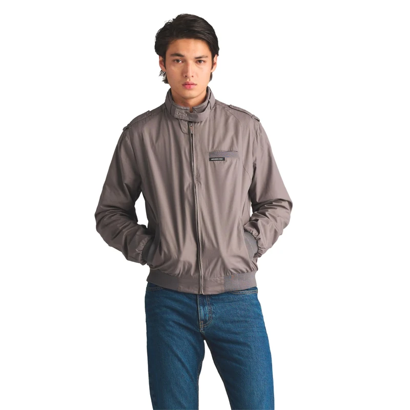 Members Only Men's Original Iconic Racer Jacket Cotton Lightweight, Grey, L