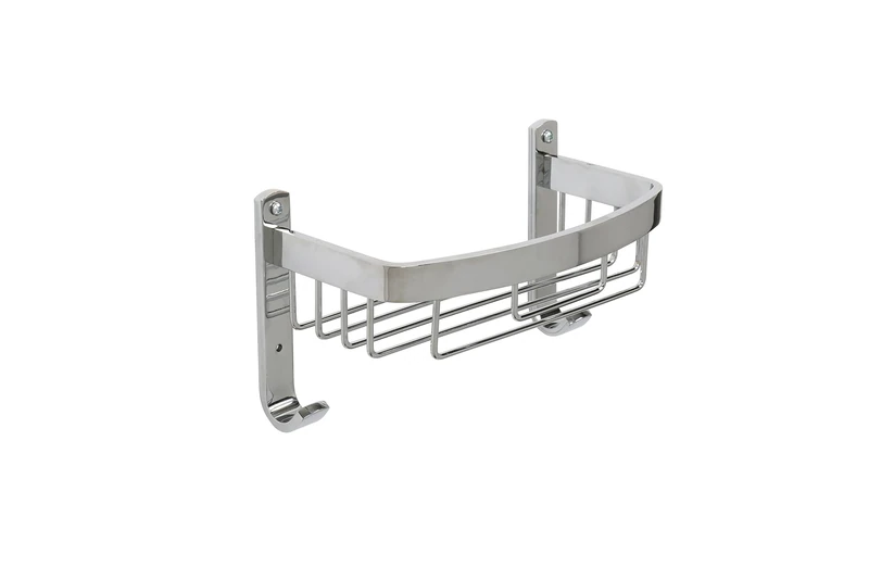 Croydex Aluminium Large Basket - Bathroom Storage Solution with Screw to Wall Fixings, Rust-Free Chrome Shower Caddy, Wall Plugs and Screws Included, Maximum Load 5kg - Elegant Bathroom Accessory