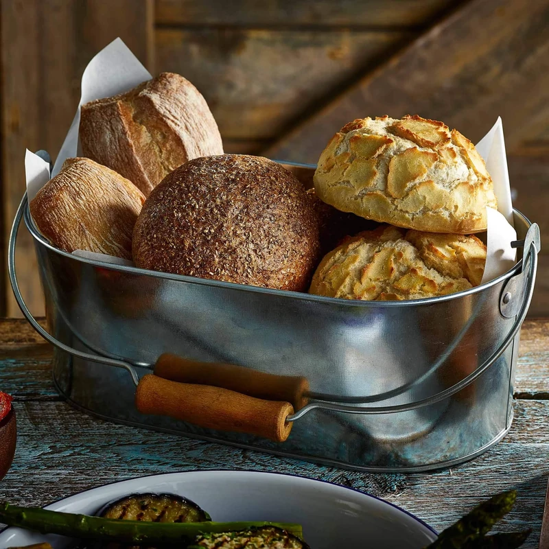 Genware Galvanised Steel Oval Table Caddy 28 x 15.5 x 10cm - Set of 8 - Condiment Caddy for Sauce Bottles