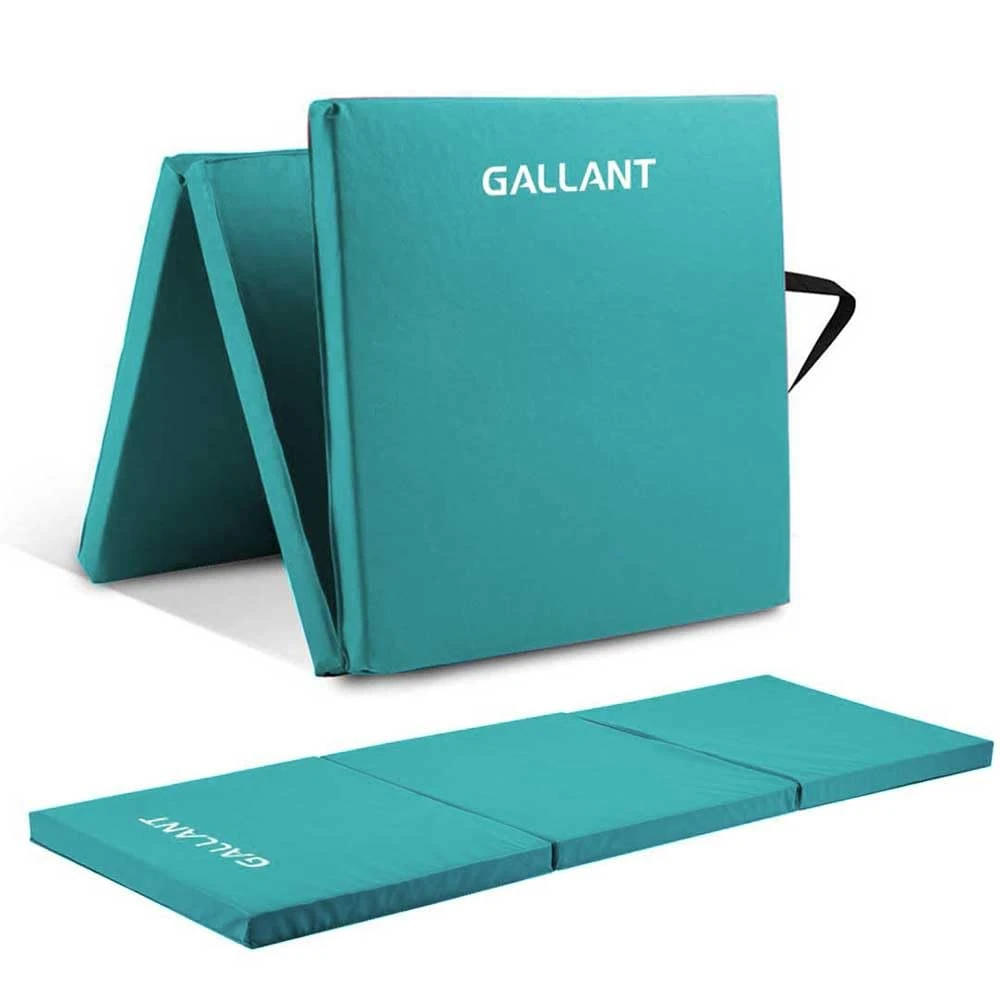 Gallant Foldable Gymnastics Mat - 6ft Long & Tri Folding, 5cm Thick High Density Foam, Non Slip & Easy to Clean - Tumble Exercise Gym Crash Mat For Children, Kids Gymnastics Equipment (Turquoise)
