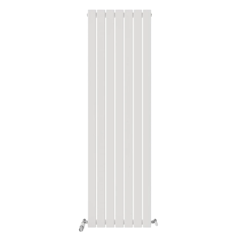 iBathUK Apex Wall Mounted Vertical Single Slim Flat Panel Radiator, 7-Column Steel, Hydronic Central Heating, High Thermal Output, Modern Designer Radiator for Bathroom in Matt White, 1800x532 mm