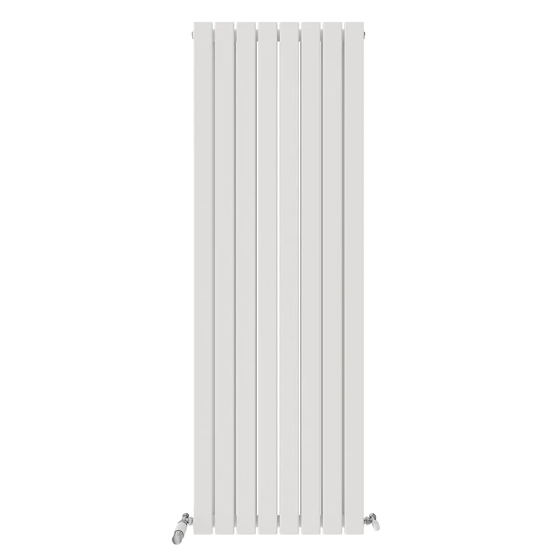 iBathUK Apex Wall Mounted Vertical Double Slim Flat Panel Radiator, 8-Column Steel, Hydronic Central Heating, High Thermal Output, Modern Designer Radiator for Bathroom in Matt White, 1800×608mm