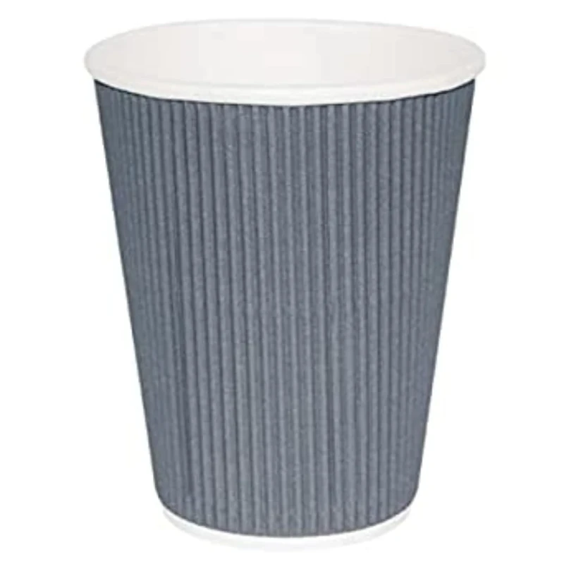 Fiesta Recyclable Hot Cups Ripple Wall Charcoal - 228ml (8oz) (Box 500)