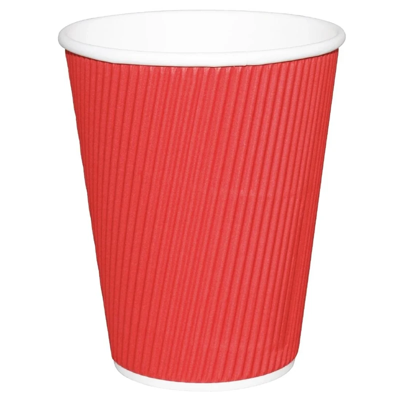 Fiesta Recyclable Hot Cups Ripple Wall Red - 340ml (12oz) (Box 500)