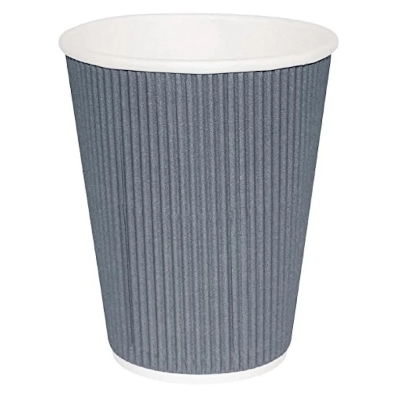 Fiesta Recyclable Hot Cups Ripple Wall Charcoal - 340ml (12oz) (Box 500)