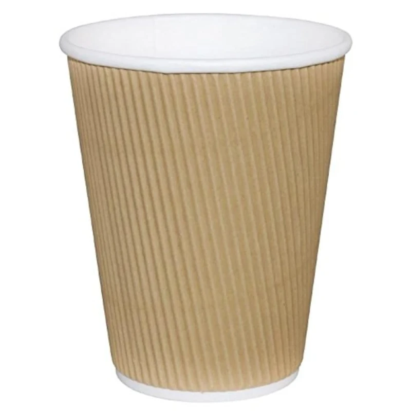500x Fiesta Hot Cup Ripple Wall Kraft Light Brown 8oz Take Away Travel