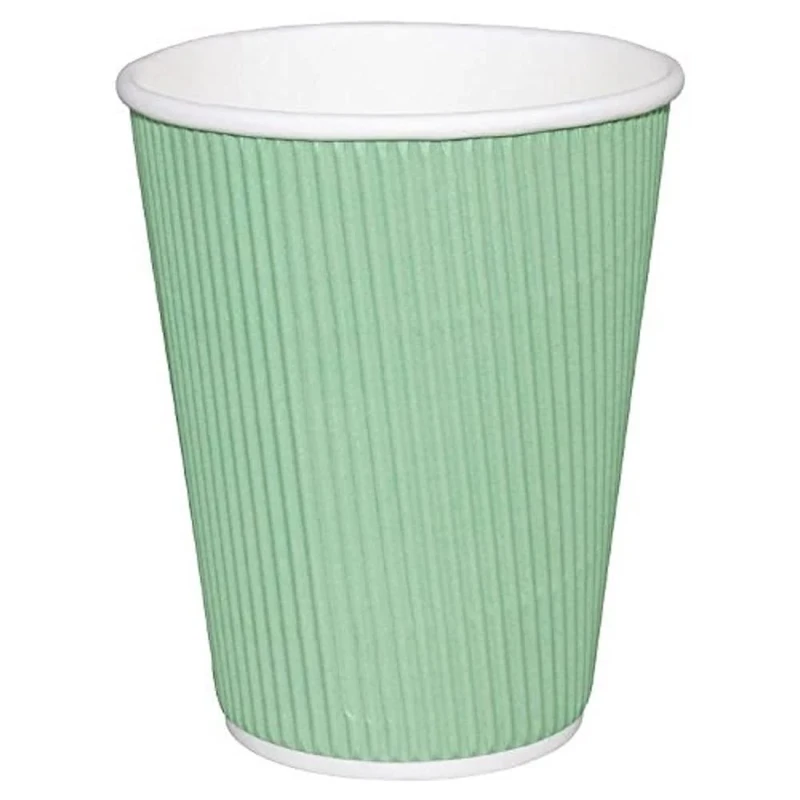 Fiesta Recyclable Hot Cups Ripple Wall Aqua - 340ml (12oz) (Box 500)