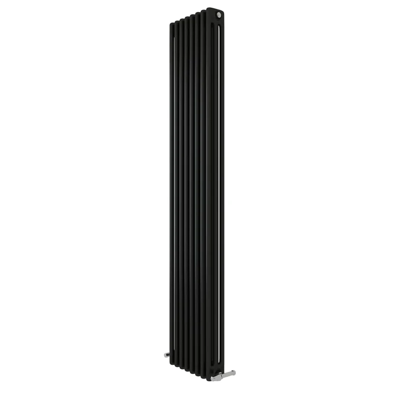 iBathUK Regency Wall-Mounted Vertical 3 Column Radiator, Steel Cast Iron Style High Thermal Output Hydronic Central Heating, Traditional Designer Radiator in Matt Anthracite, 1800 × 380mm