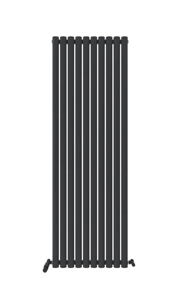 iBathUK Strata Tall Vertical Radiator, Single Oval Panel Radiators, 1800x480mm Slim Radiator, Wall Mounted for Bathroom,Kitchen,Living Room - Anthracite