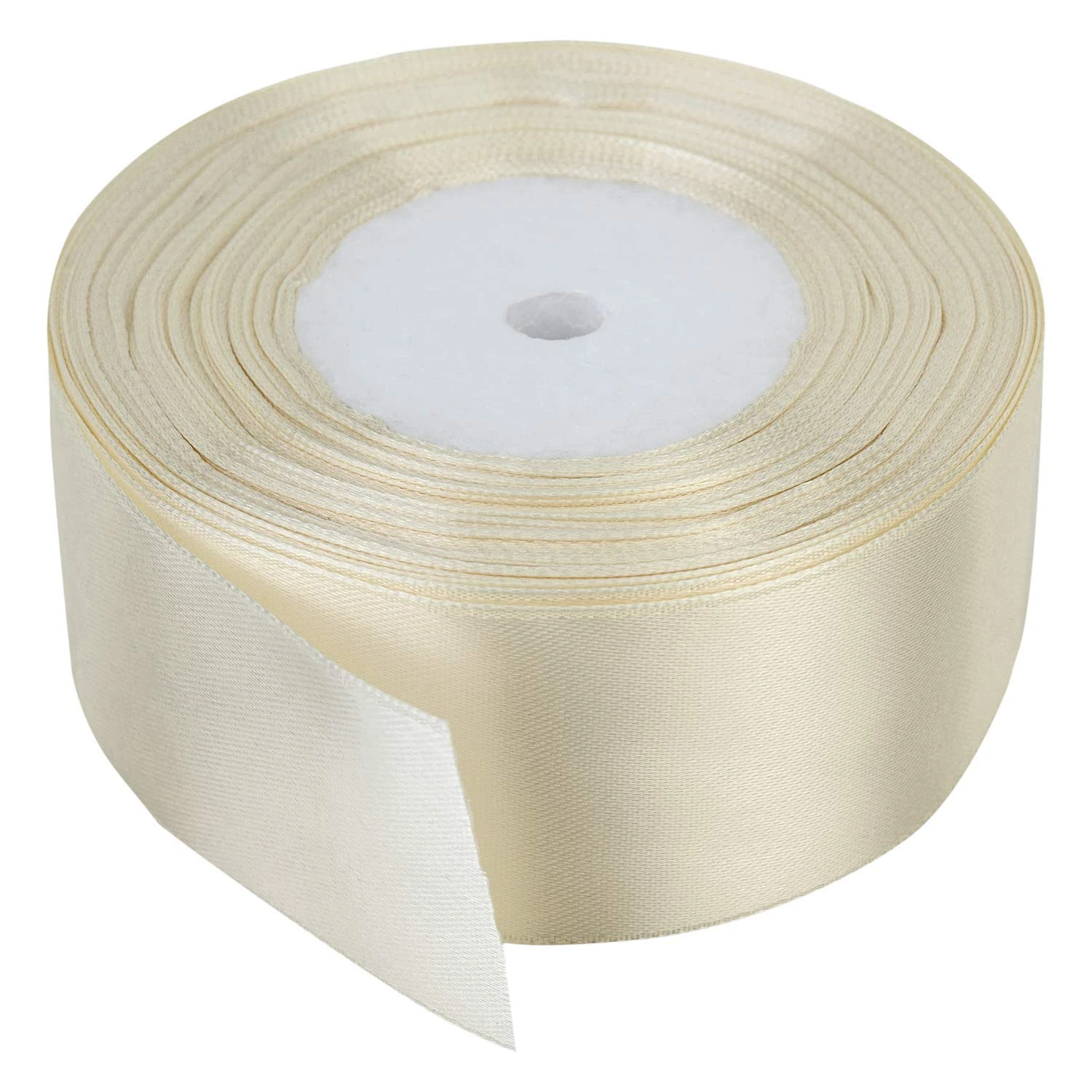 40mm Cream Satin Ribbon for Gift Wrapping, 25M Double Sided Polyester Thick Fabric Ribbon Roll for Crafting Bouquets, Cake, DIY Hair Accessories, Sewing, Making Bows, Wedding Decoration