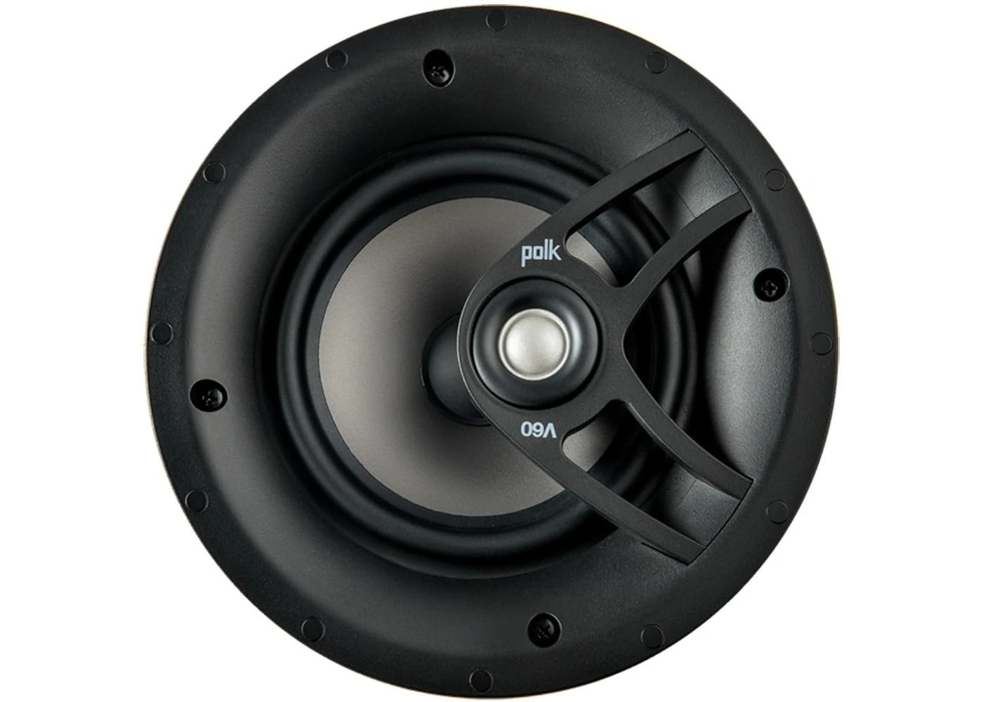 Polk Audio V60 in-Ceiling Speaker (Single), Ideal for All Rooms, Including Damp and Humid Rooms Like Bathroom, Kitchen or Utility Area, Easy Installation, (Black, Paintable Grille)