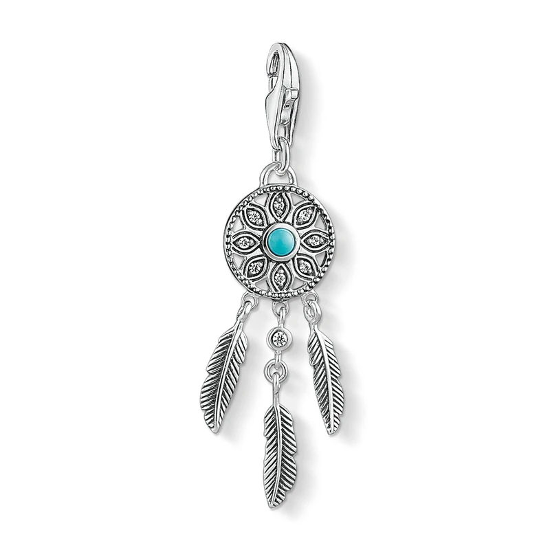 Thomas Sabo Women Charm Pendant Ethno Dreamcatcher Charm Club 925 Sterling Silver 1326-646-17