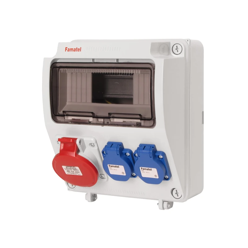 Famatel 3957.4 Industrial Box IP44 | 4 Sockets | 2P+TTL | 16A | 250V | Blue, White, Normal