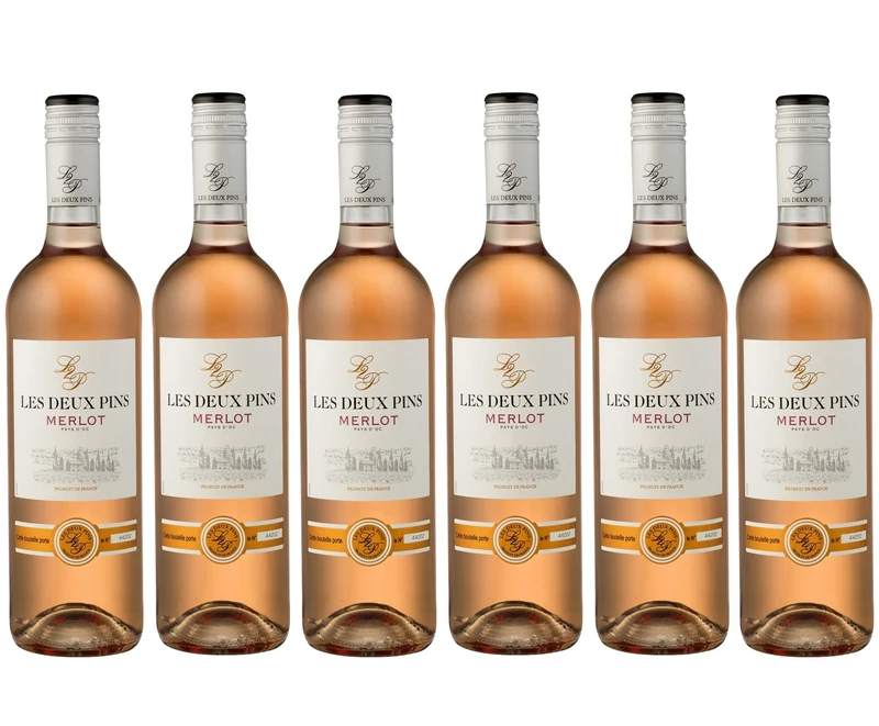 Les Deux Pins - Merlot Rose, Rose Wine Pays d'Oc (6 x 0,75L)