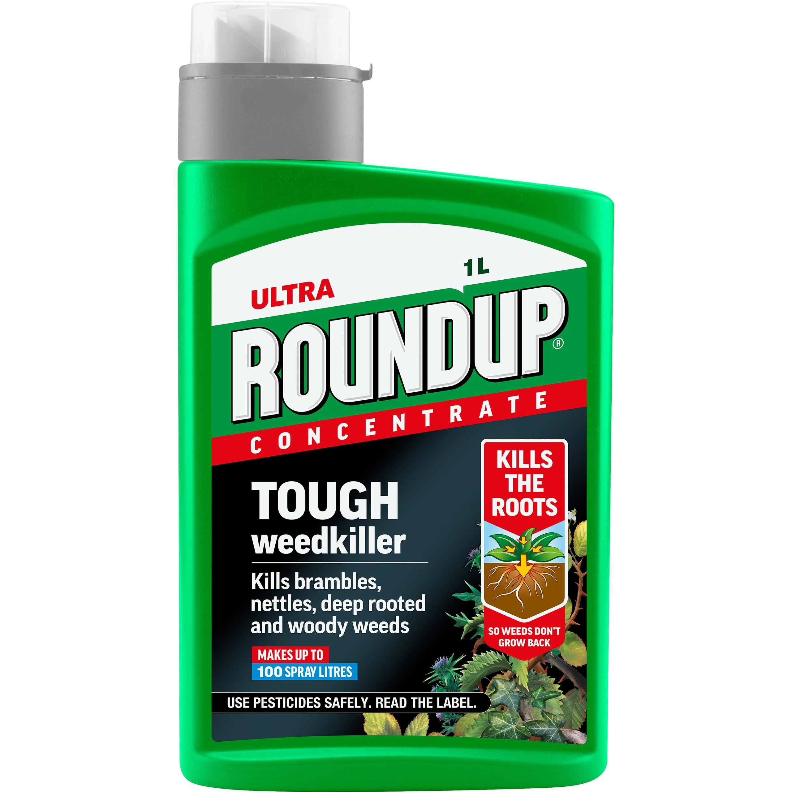 Roundup Tough Weedkiller, Concenrate, Makes up to 100 Litres, 1 Litre
