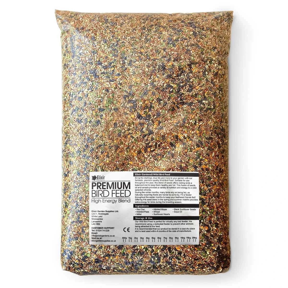 Elixir Gardens Wild Bird Food 20kg Bag | Sunflower Heart Rich & High Energy All Season Low-Mess Seed Blend for Feeders & Bird Tables