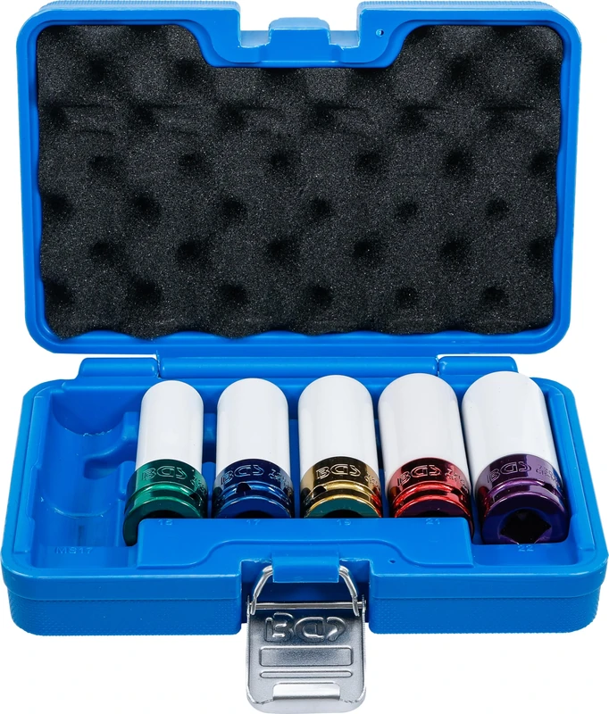 BGS 7307 | Protective Impact Socket Set | 12.5 mm (1/2") Drive | 15 / 17 / 19 / 21 / 22 mm / MS17 | 6 pcs.