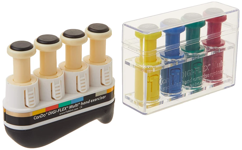 CanDo Hand exerciser, finger trainer CanDo® Digi-Flex® - 1 basic unit, 8 buttons (4 - very very light, 1 - very light, 1 - light, 1 - medium, 1 - strong)