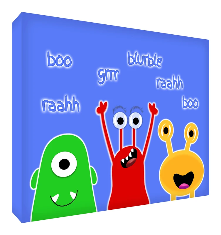 Feel Good Art Canvas Wall Art Modern Style/Example Features Blue Monsters Design 91 x 60 x 4 cm