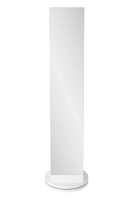 Premier Housewares 3 Shelves/2 Hooks/Rail Floor Standing Revolving Mirror, Wood, White