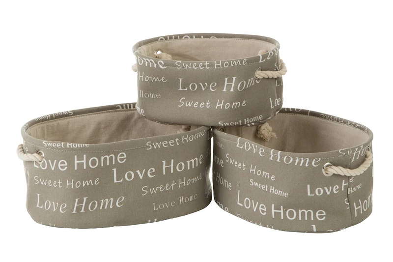 Premier Housewares English Words Oval Storage Hampers, Natural, Set of 3