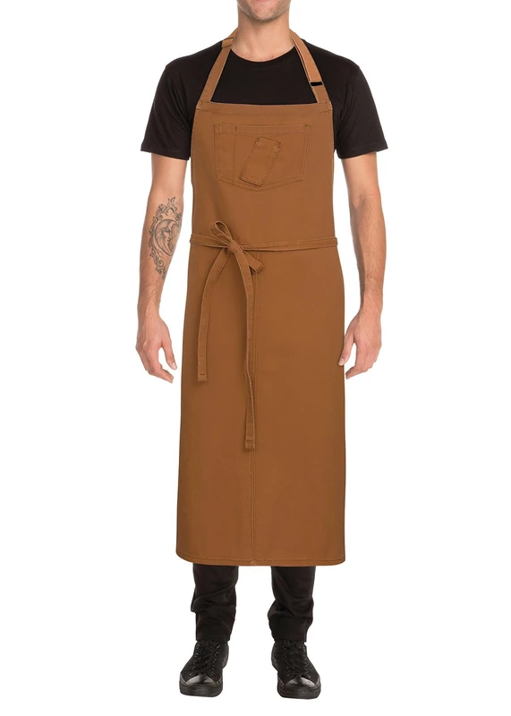 Chef Works Unisex Rockford Chefs Bib Apron, Nutmeg, One Size