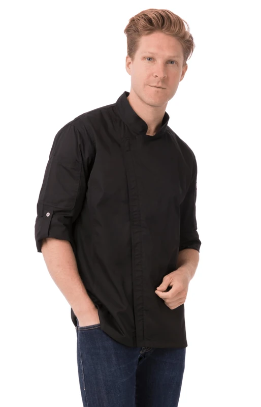 Chef Works Men's Bclz008blks Chef's Jacket, Black, S