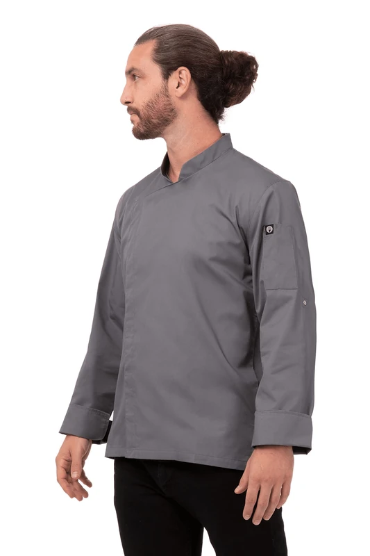 Chef Works Men's Lansing Chef Coat, Grey, XXL