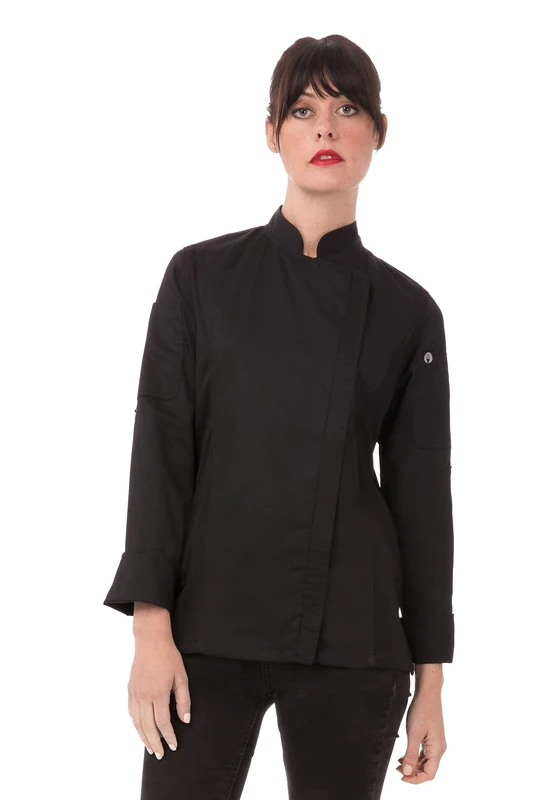 Chef Works Women's BCWLZ005BLKXL Hartford Chef Coat, Black, XL